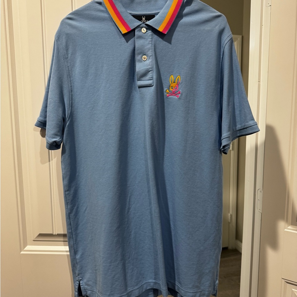 Psycho Bunny Blue and Red Polo Shirt Casual Style